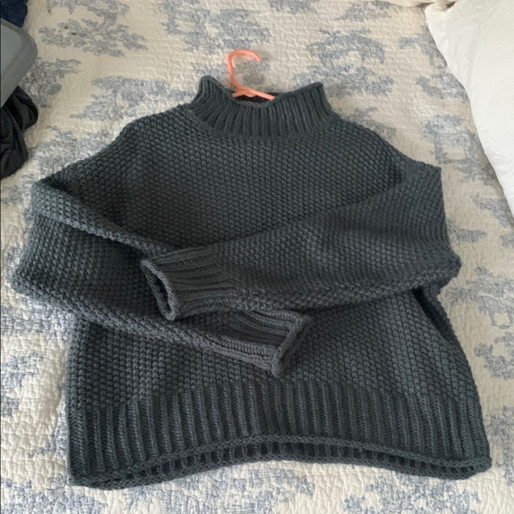 Adyson Parker Gray Cowl Neck Sweater Ribbed Knit